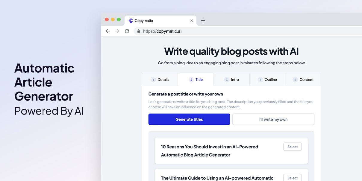 Automatic Article Generator Powered By AI